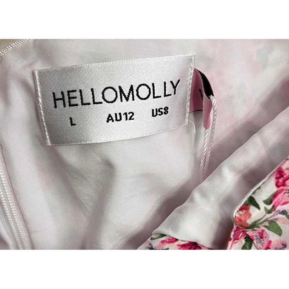NWT Hello Molly Ruffled Out Dress Floral One Shoulder Ruffle Mini Dress Pink 8 - Picture 5 of 5